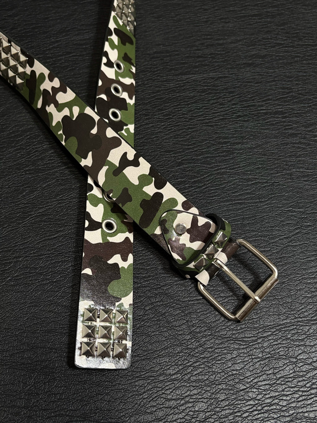 Camo Pyramid Studded Belt