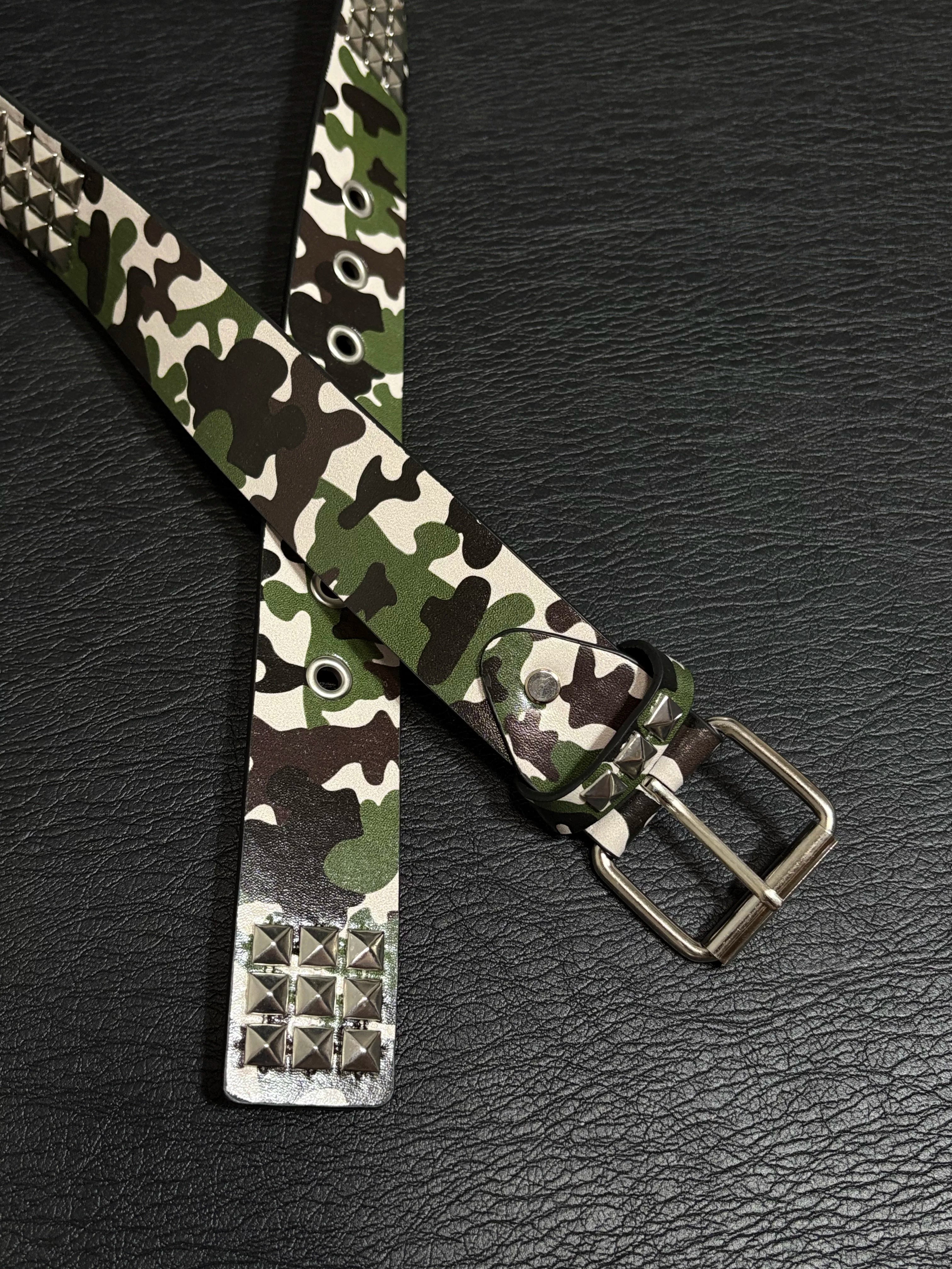Camo Pyramid Studded Belt