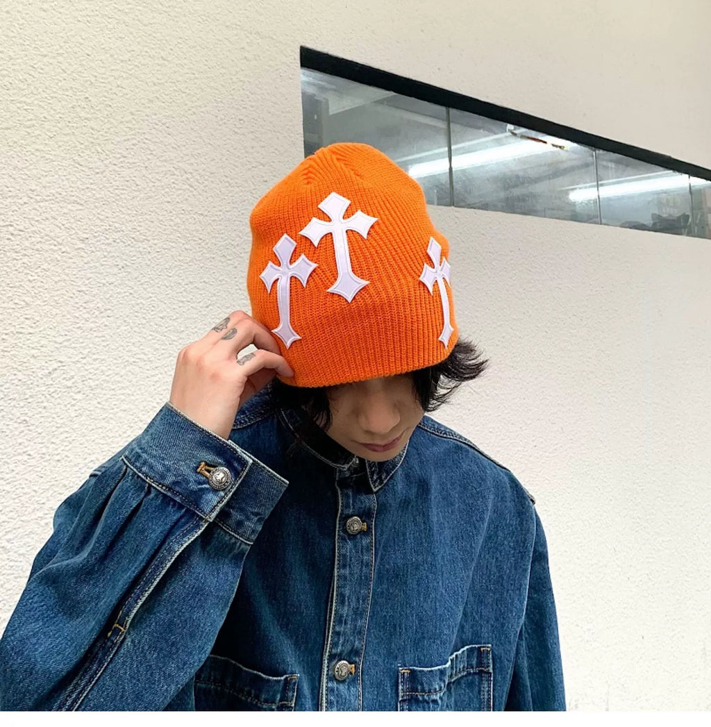 Cross Patch Knitted Beanie