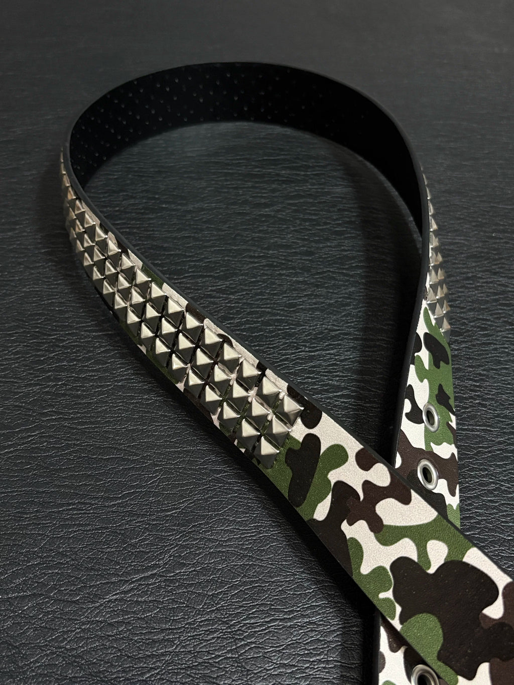Camo Pyramid Studded Belt