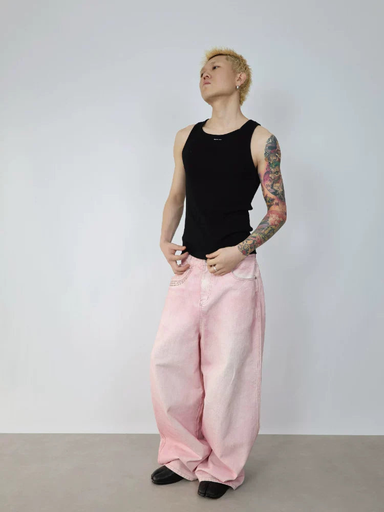 Rosé Fade Baggy Jeans
