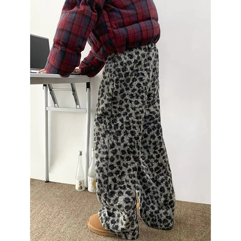 Plush Fur Leopard Pants