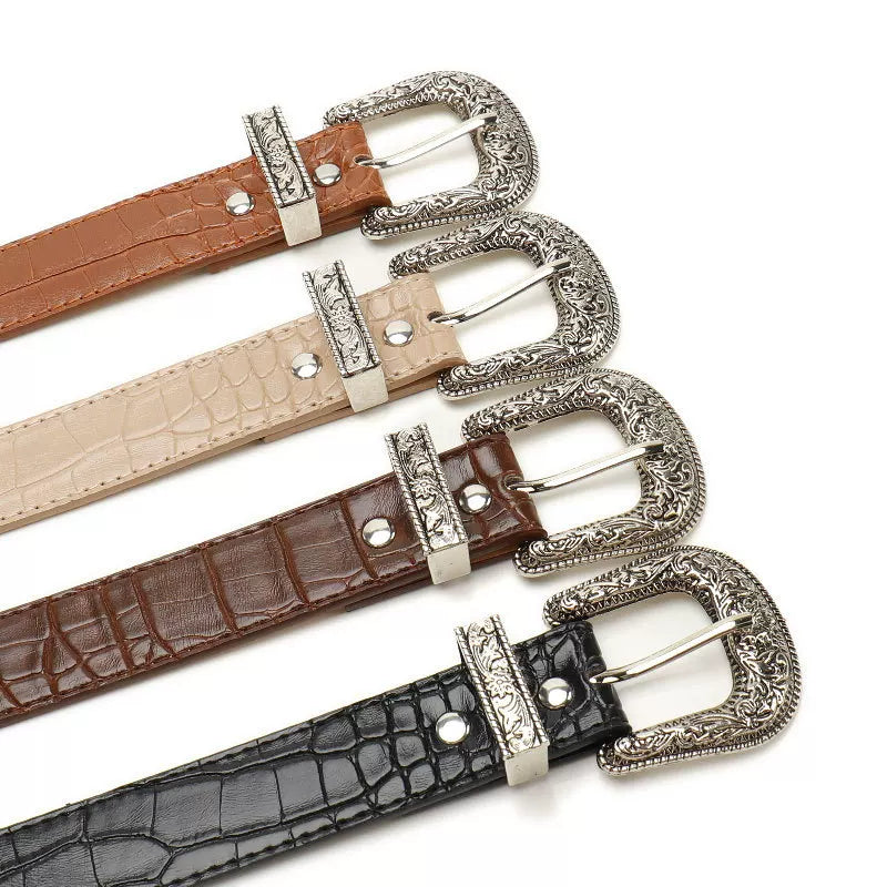 Crocodile Western Buckle Belt