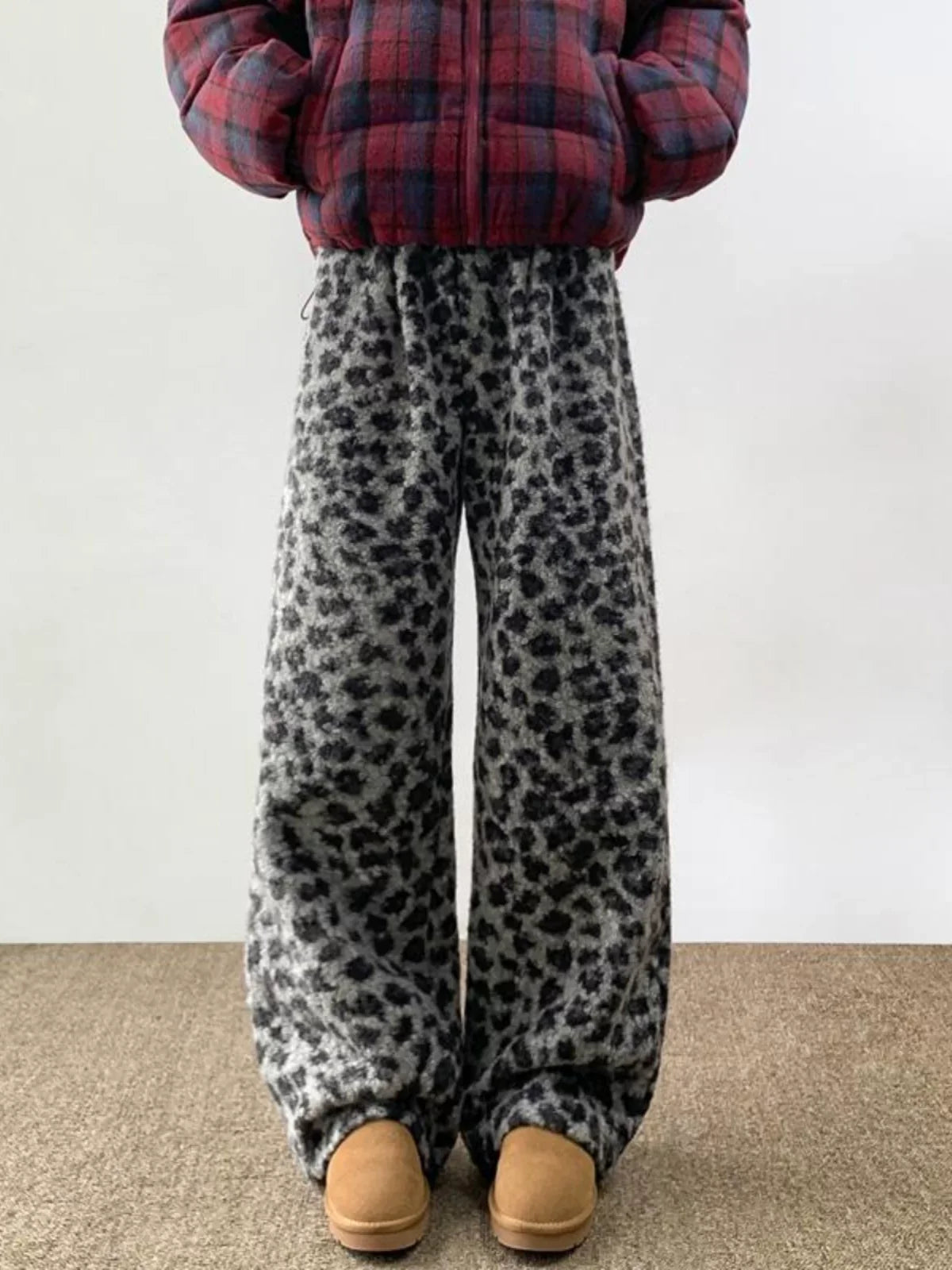 Plush Fur Leopard Pants