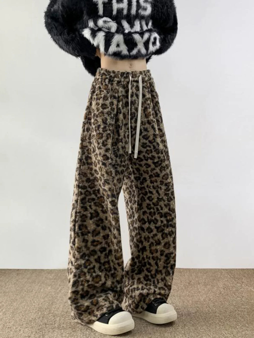 Plush Fur Leopard Pants