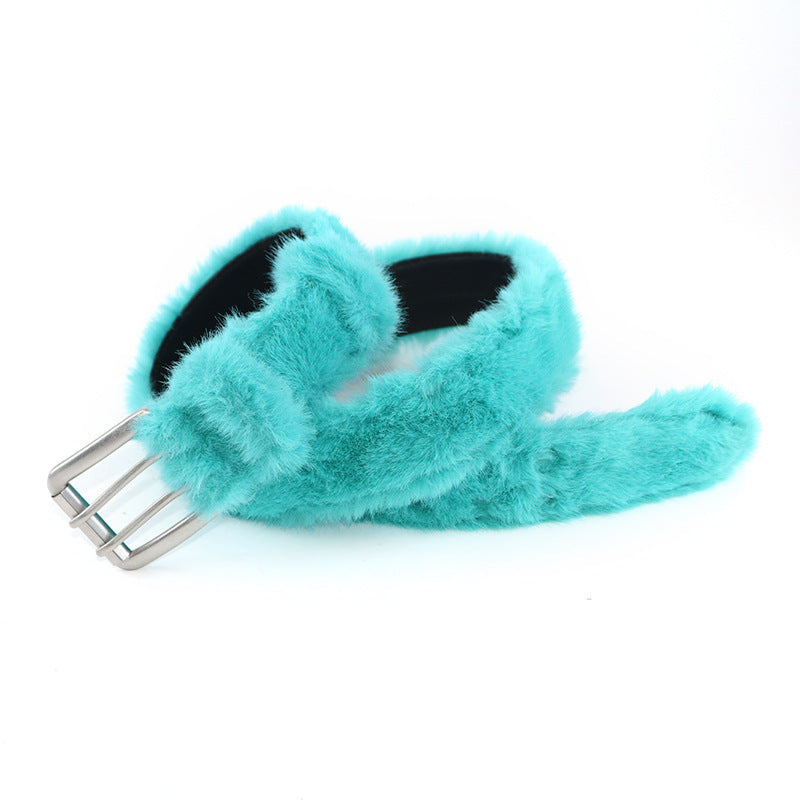 Plush Fur Grommet Belt