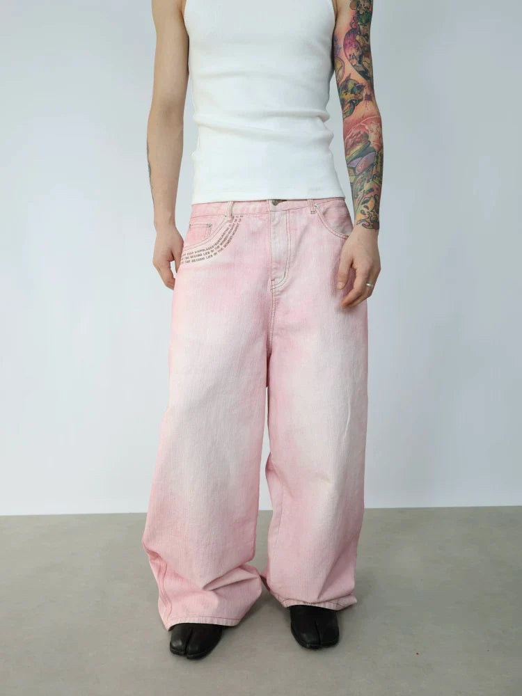Rosé Fade Baggy Jeans