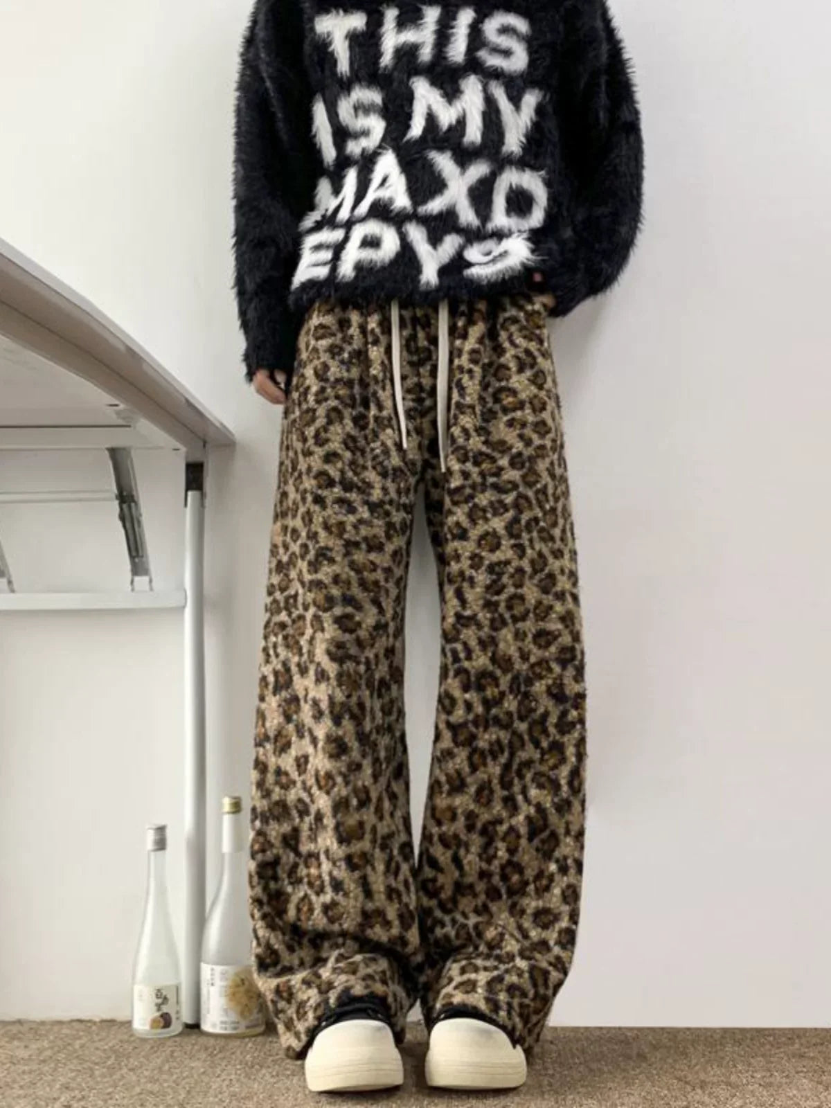 Plush Fur Leopard Pants