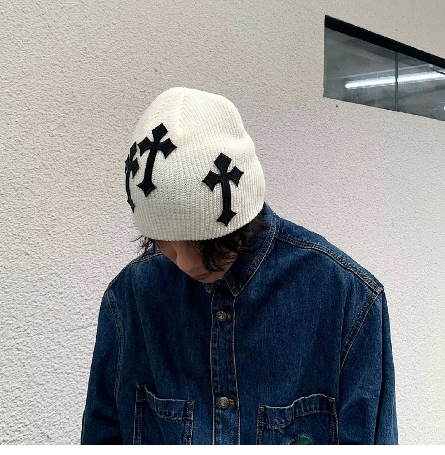 Cross Patch Knitted Beanie