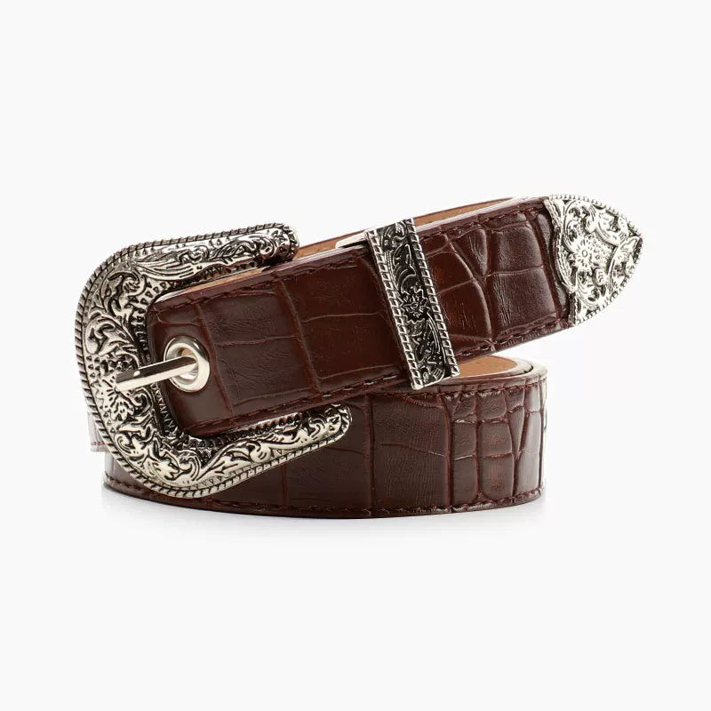 Crocodile Western Buckle Belt