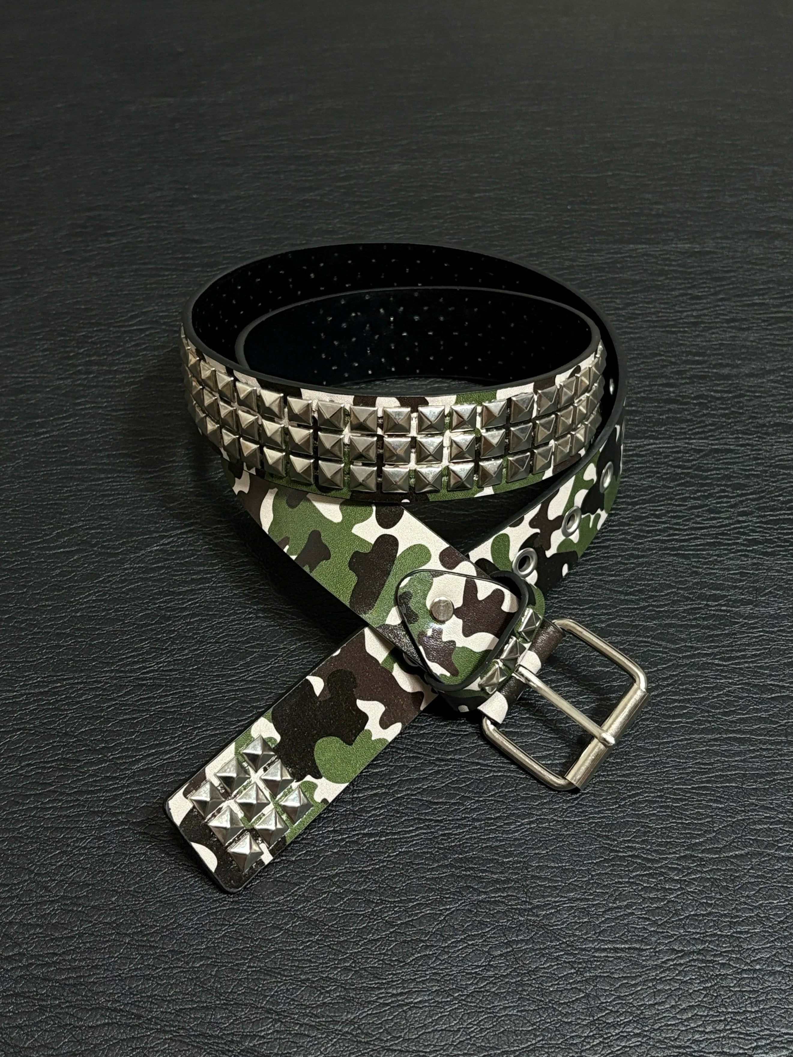 Camo Pyramid Studded Belt