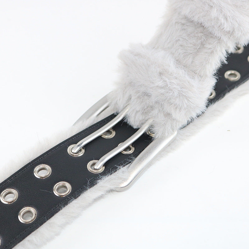 Plush Fur Grommet Belt
