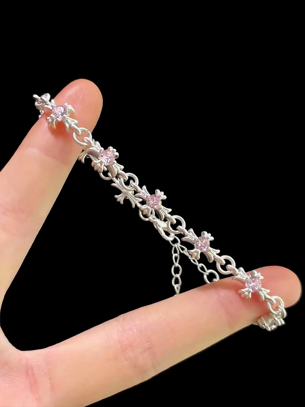 Pink Crucifix Bracelet