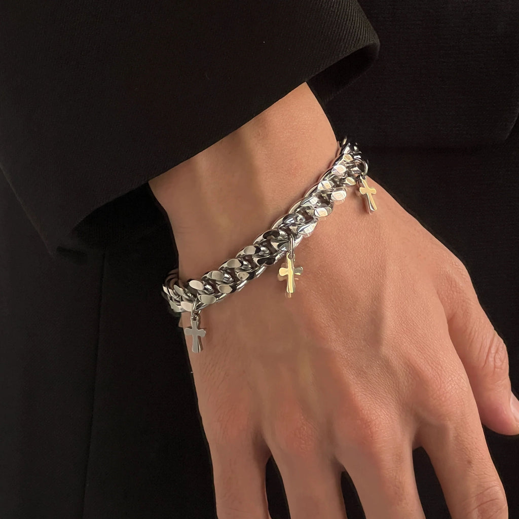 Mini Cross Cuban Chain Bracelet