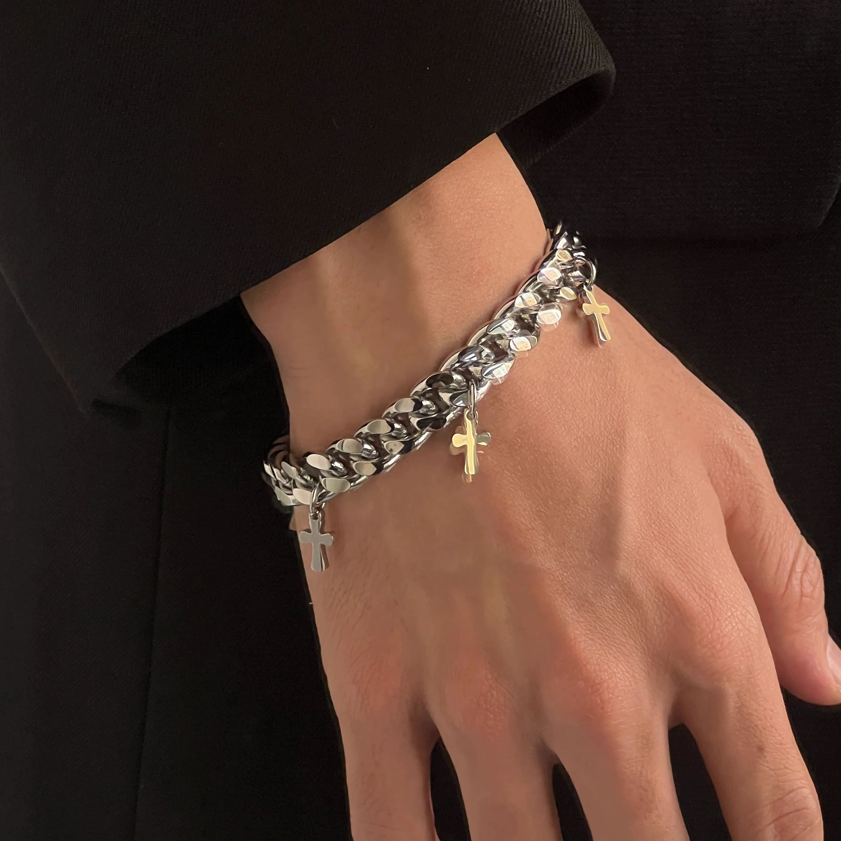 Mini Cross Cuban Chain Bracelet