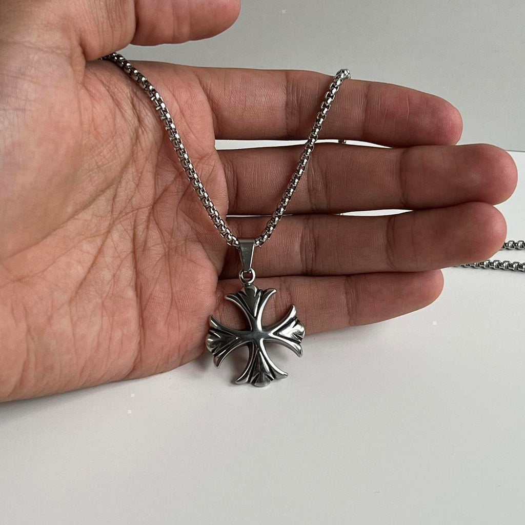 Gothic Engraved Cross Necklace