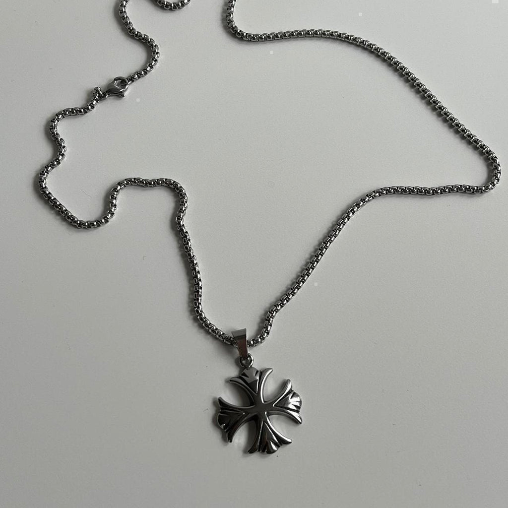 Gothic Engraved Cross Necklace