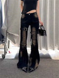 Shadow Buckle Sheer Flare Pants