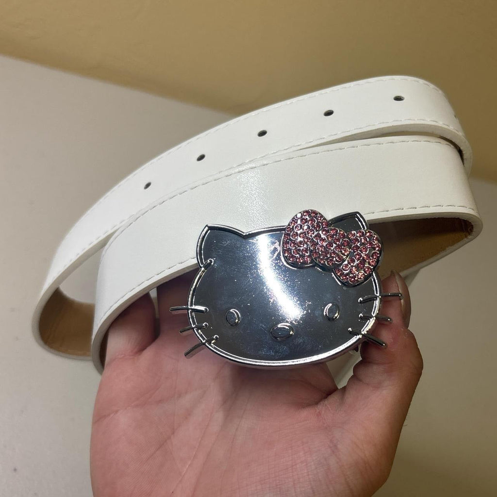 0617 - Rhinestone Hello Kitty Belt (white)