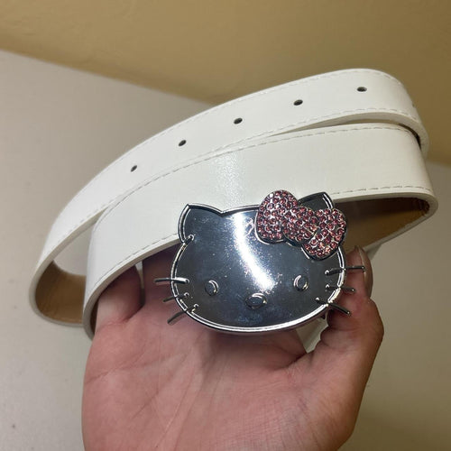 0617 - Rhinestone Hello Kitty Belt (white)