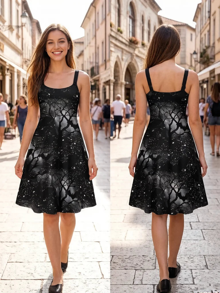 Moonlit Bat Forest Gothic Dress