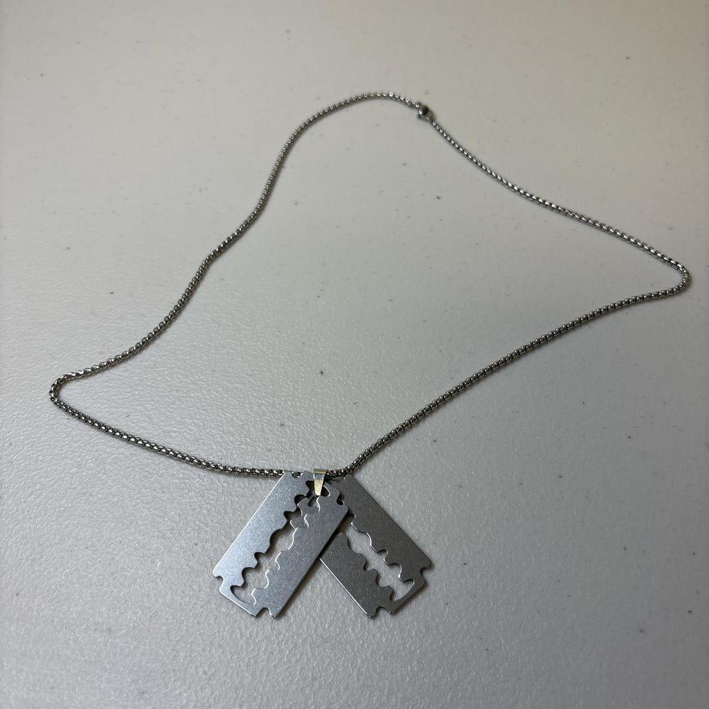0721 - Double Razor Pendant Necklace