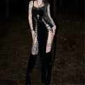 Cross Lace-Up Gothic Maxi Dress