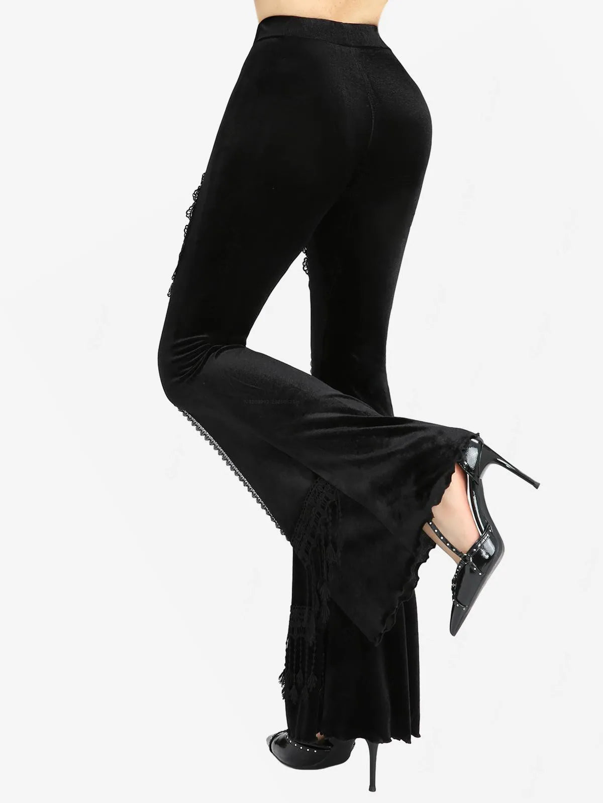 Midnight Bloom Gothic Flare Pants