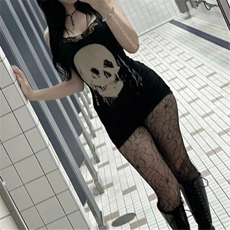 Skull Siren Gothic Mini Dress