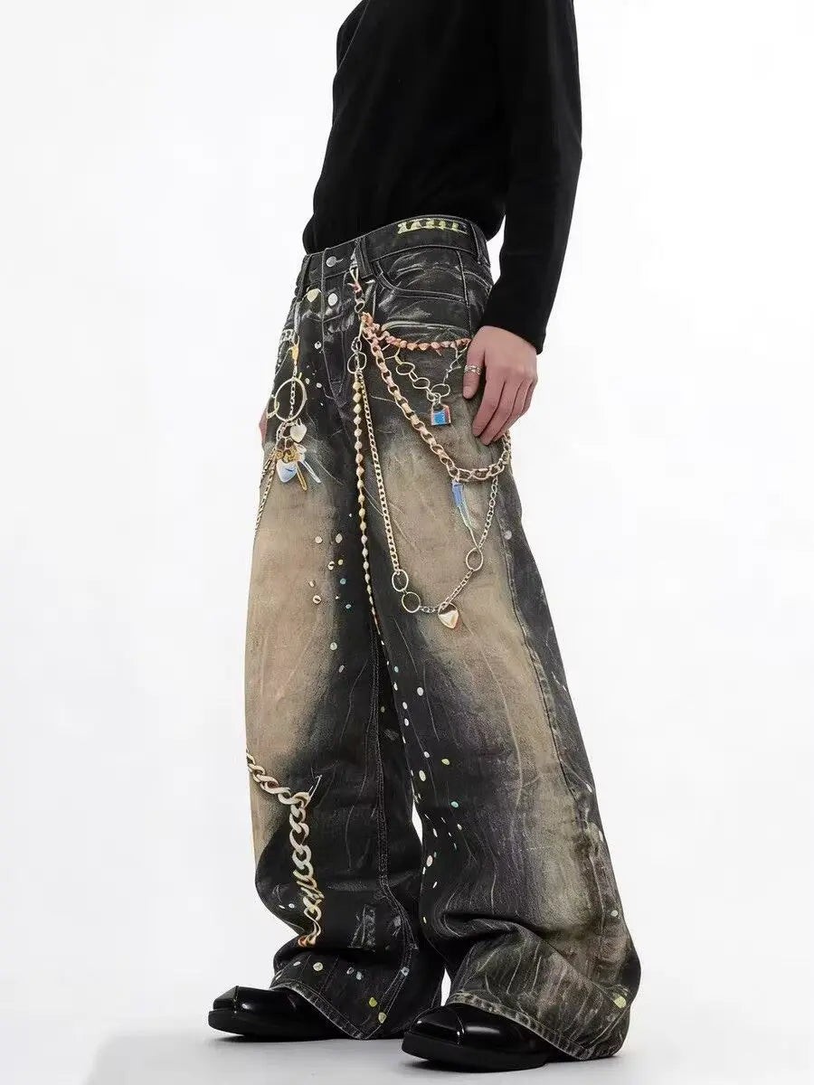 Gilded Chain Grunge Jeans