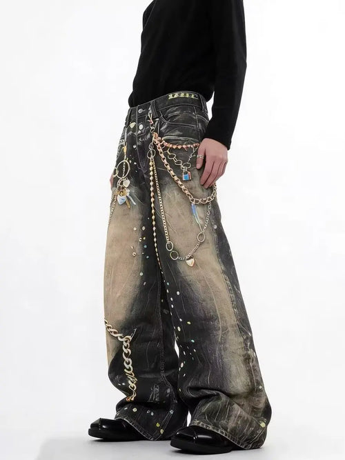 Gilded Chain Grunge Jeans
