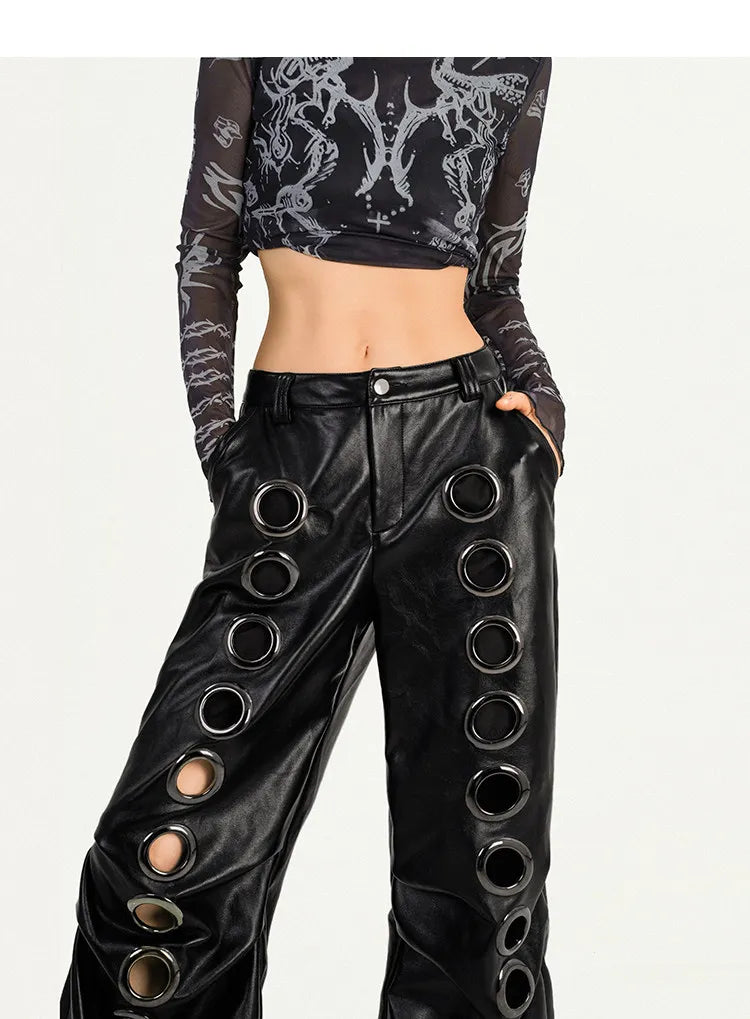 Obsidian Ring Gothic Wide-Leg Pants