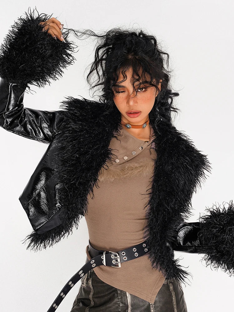 Raven Fur Collar Gothic Jacket