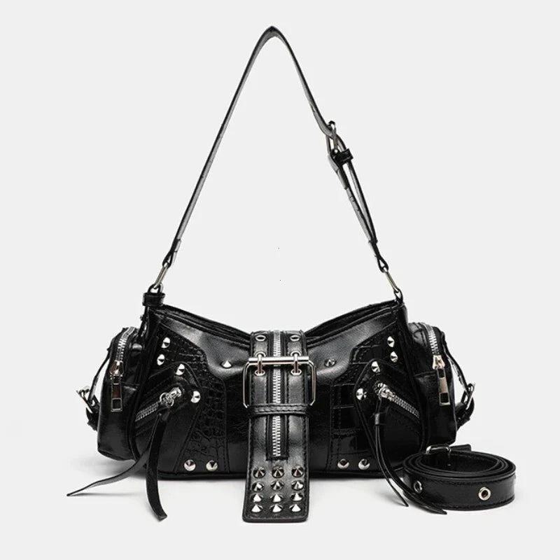 Midnight Studded Gothic Shoulder Bag