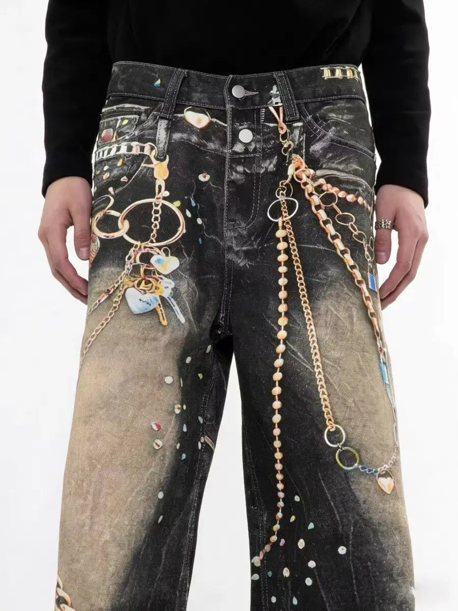Gilded Chain Grunge Jeans