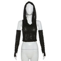 Shadow Veil Hooded Gothic Crop Top