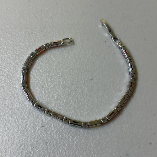 0620 - Multicolor Gemstones Silver Bracelet