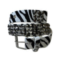 0666 - Zebra Striped Studded Belt