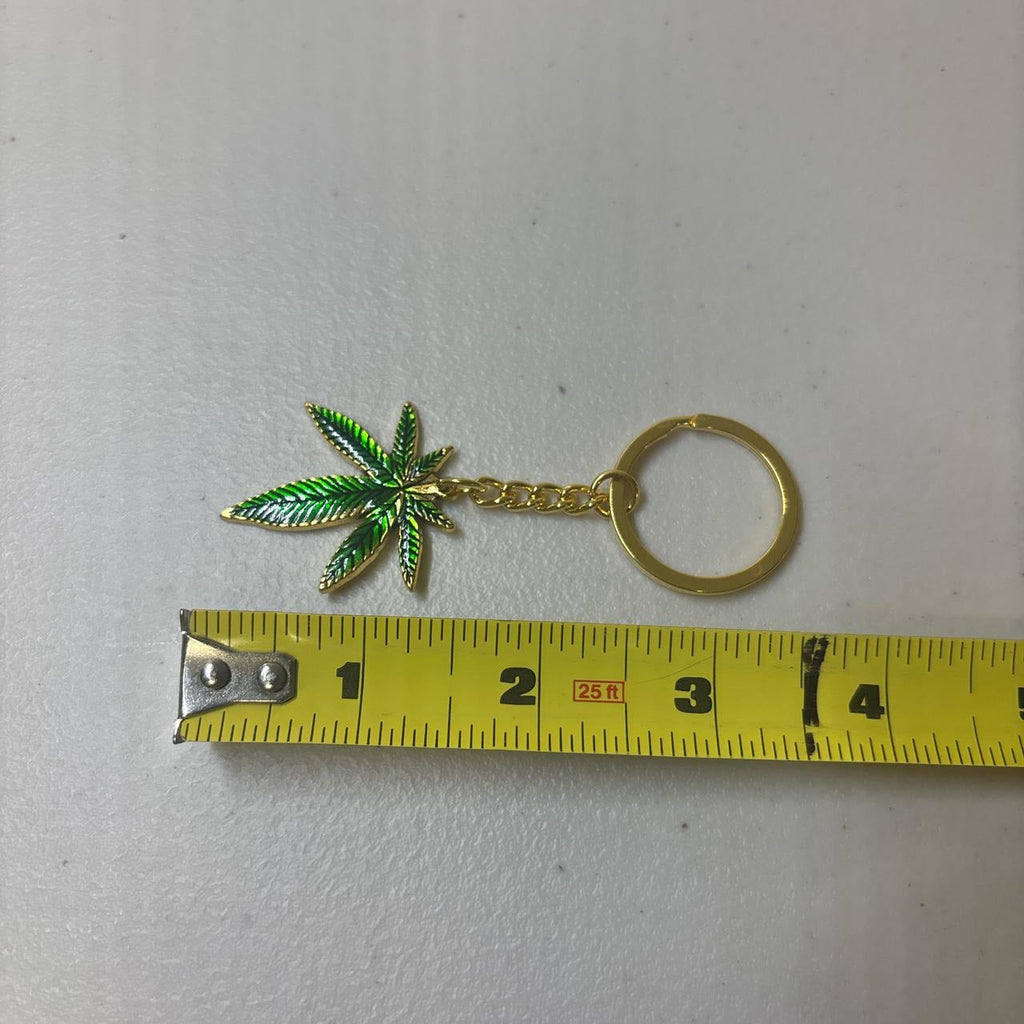 0687 - Green Enamel Weed Keychain