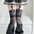 Cross Lace Gothic Thigh-High Stockings