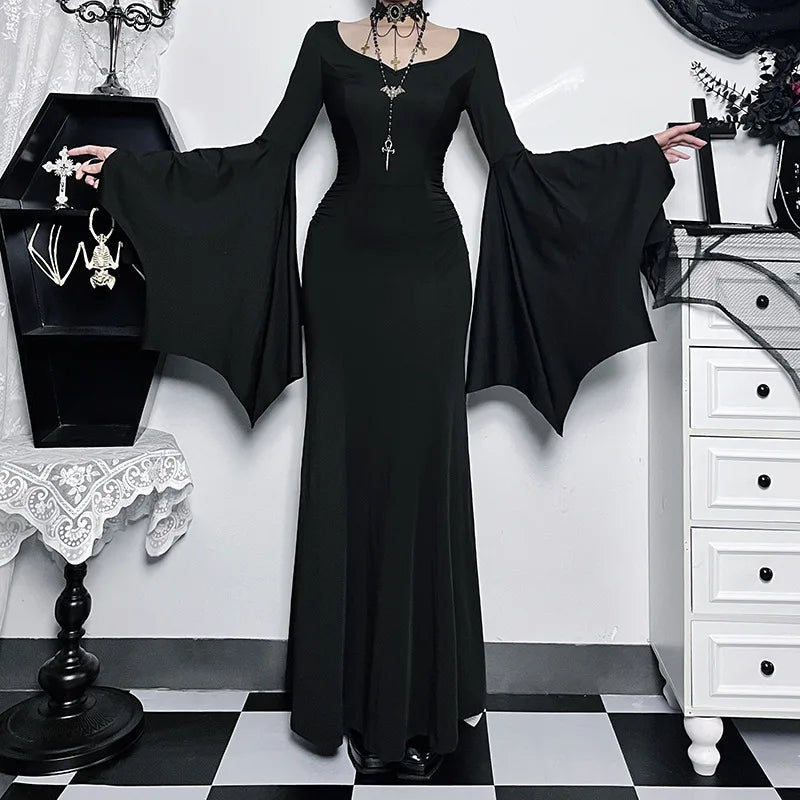 Shadow Batwing Gothic Maxi Dress