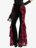 Crimson Baroque Gothic Flare Pants