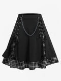Shadow Plaid Lace-Up Gothic Skirt