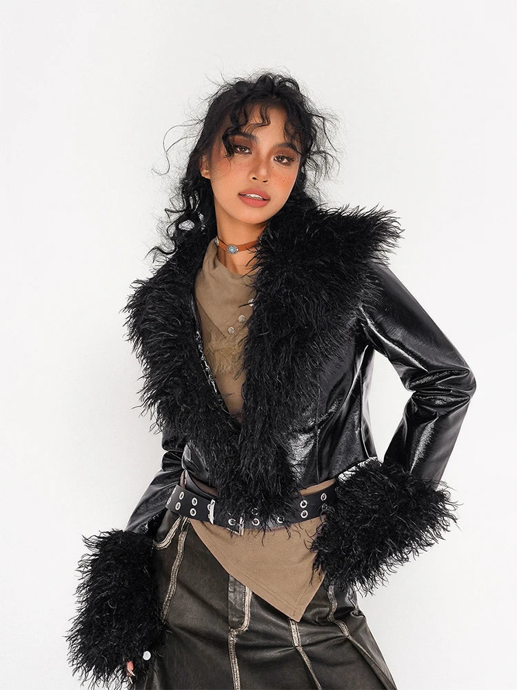 Raven Fur Collar Gothic Jacket