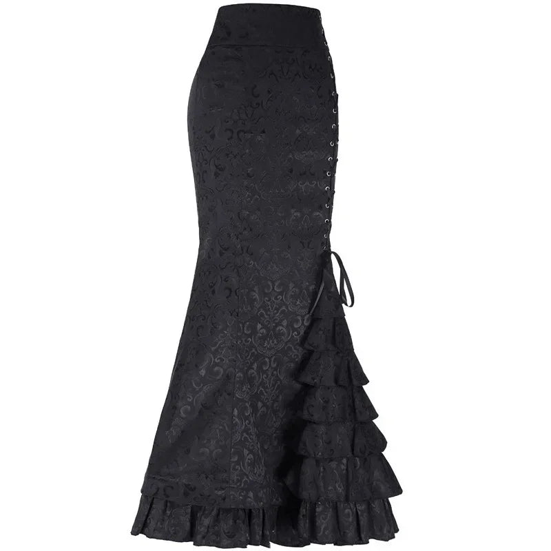 Raven Brocade Gothic Maxi Skirt