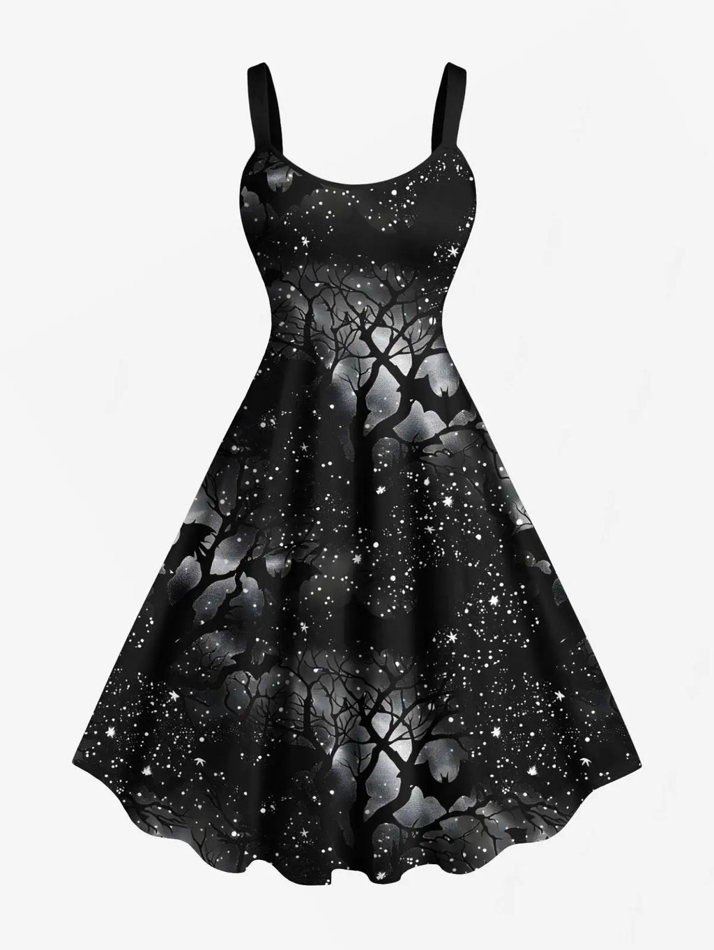 Moonlit Bat Forest Gothic Dress