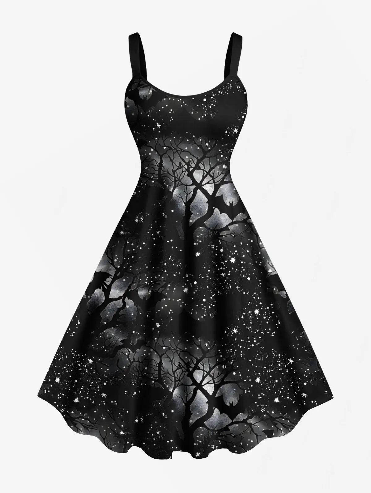 Moonlit Bat Forest Gothic Dress