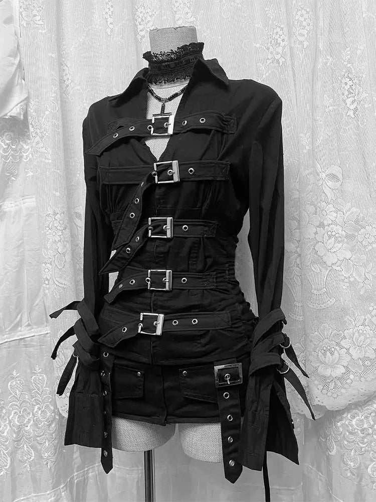 Raven Buckle Gothic Blouse