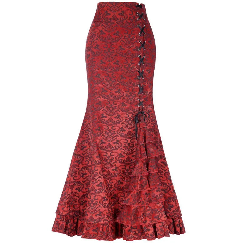 Raven Brocade Gothic Maxi Skirt