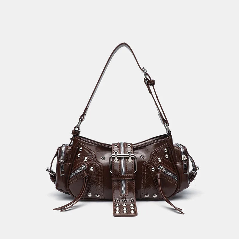 Midnight Studded Gothic Shoulder Bag
